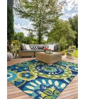 Couristan Covington Ocean/Green 3778/1014 2 ft. X 6 ft. Rectangle Rug