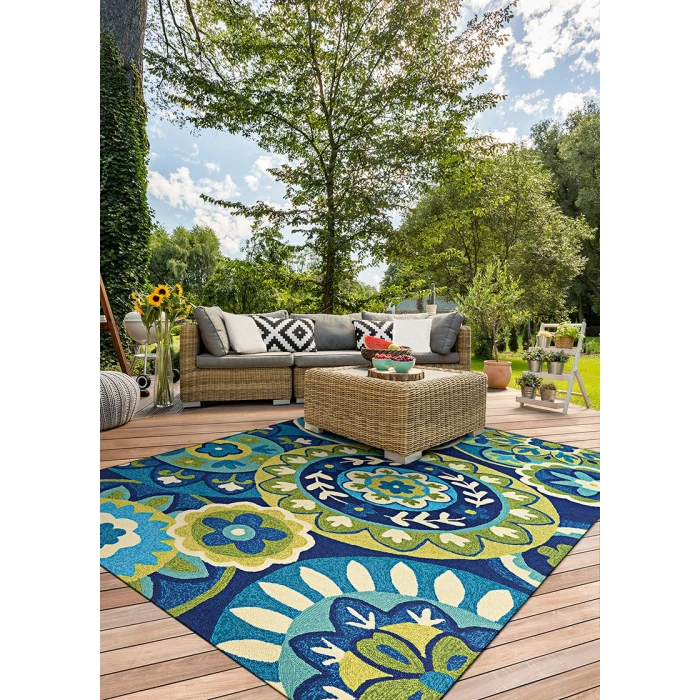 Couristan Covington Ocean/Green 3778/1014 2 ft. X 6 ft. Rectangle Rug