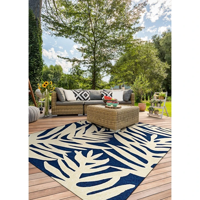 Couristan Covington Palms 9' Runner Navy Area Rug