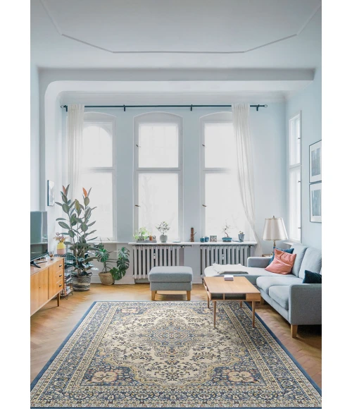 Couristan Old World Classic Alabaster/Powder Blue 4538/1011 4 ft. 6 in. X 6 ft. 6 in. Rectangle Rug