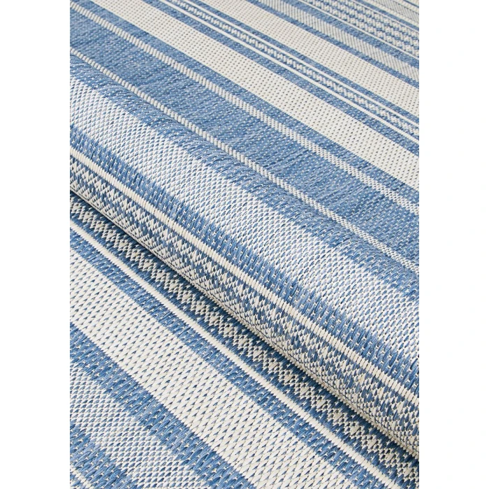 Couristan Recife Gazebo Stripe 8' Runner Champ/Blue Area Rug