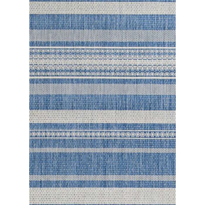 Couristan Recife Gazebo Stripe 8' Runner Champ/Blue Area Rug