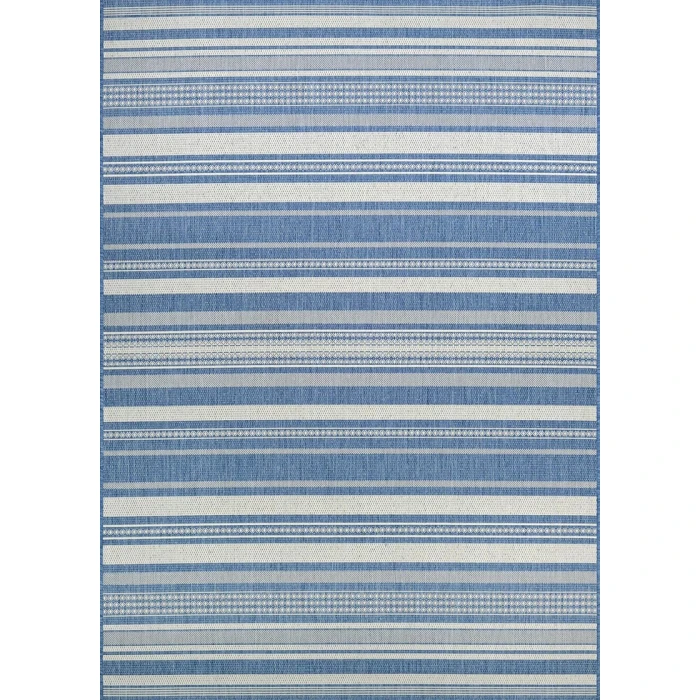 Couristan Recife Gazebo Stripe 8' Runner Champ/Blue Area Rug
