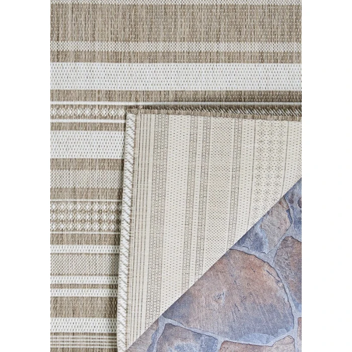 Couristan Recife Gazebo Stripe 6' x 9' Champ/Taupe Area Rug