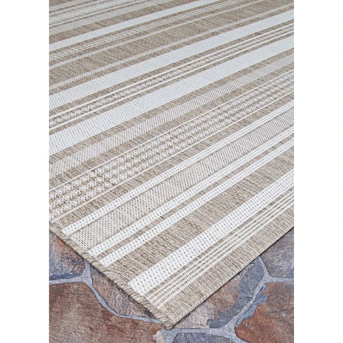 Couristan Recife Gazebo Stripe 6' x 9' Champ/Taupe Area Rug