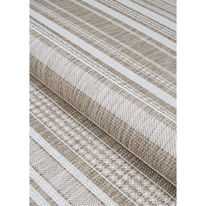 Couristan Recife Gazebo Stripe 6' x 9' Champ/Taupe Area Rug
