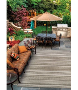 Couristan Recife Gazebo Stripe Champ/Taupe Area Rug 7 ft. 6 in. X 7 ft. 6 in. Round