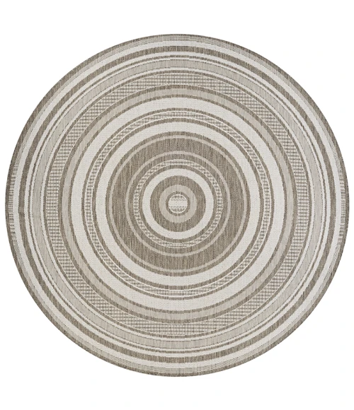 Couristan Recife Gazebo Stripe 9' Round Champ/Taupe Area Rug