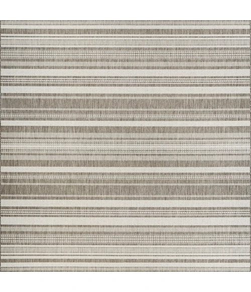 Couristan Recife Gazebo Stripe 9' Round Champ/Taupe Area Rug