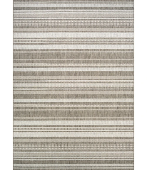 Couristan Recife Gazebo Stripe 9' Round Champ/Taupe Area Rug