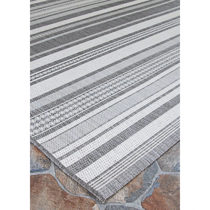 Couristan Recife Gazebo Stripe 8' Runner Champ/Grey Area Rug