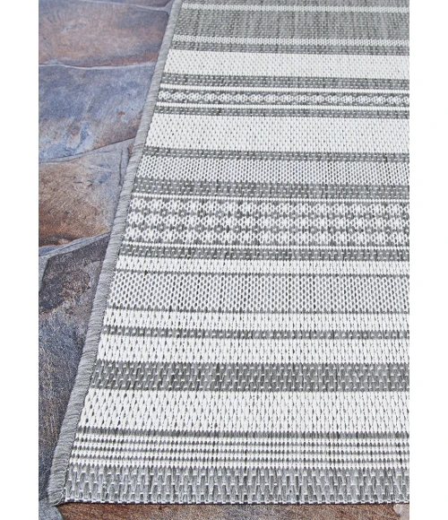 Couristan Recife Gazebo Stripe Square Champ/Grey Area Rug