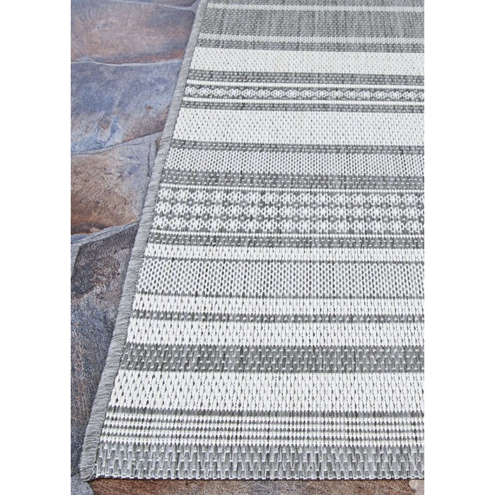 Couristan Recife Gazebo Stripe 8' Runner Champ/Grey Area Rug