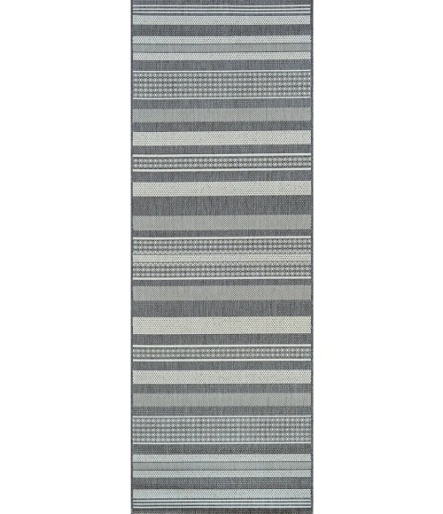 Couristan Recife Gazebo Stripe Square Champ/Grey Area Rug