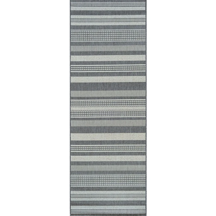 Couristan Recife Gazebo Stripe 8' Runner Champ/Grey Area Rug