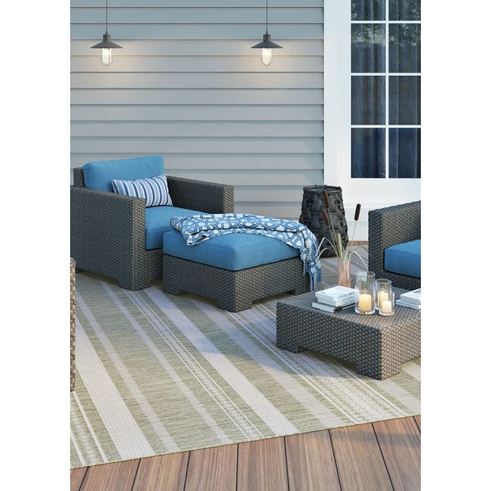 Couristan Recife Sage Leaf/Ivory 5313/4412 7 ft. 6 in. X 7 ft. 6 in. Round Rug
