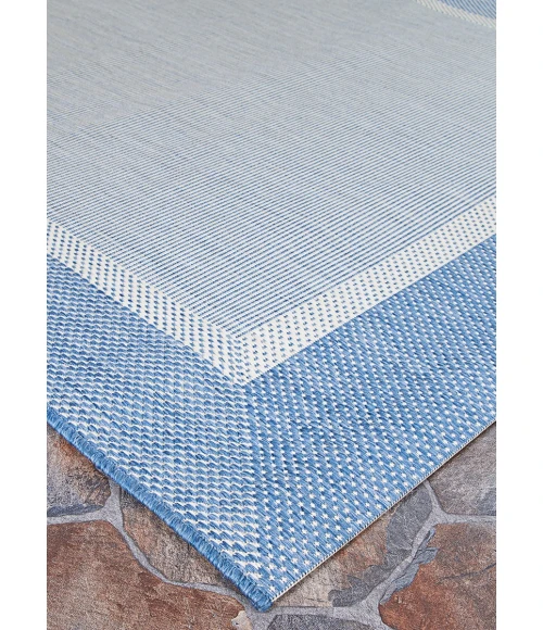 Couristan Recife Stria Texture 2' x 4' Champagne/Blue Area Rug