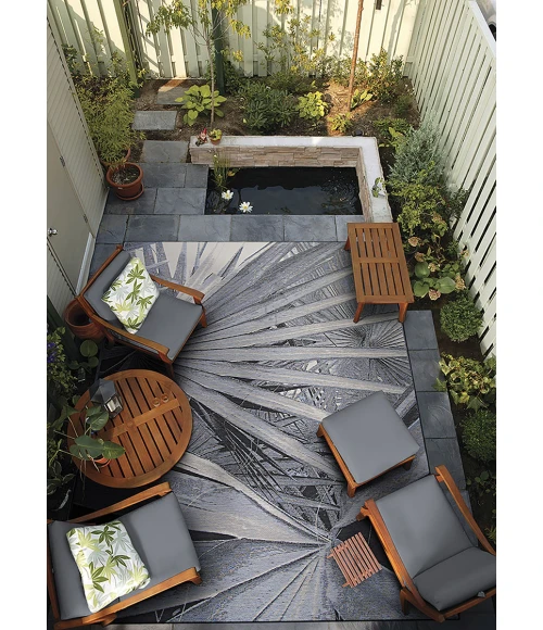 Couristan Dolce Kalamiaris 8' Runner Palm/Silver Area Rug