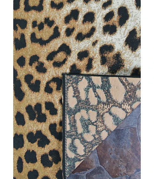 Couristan Dolce Amur Leopard 2' x 4' New Gold Area Rug