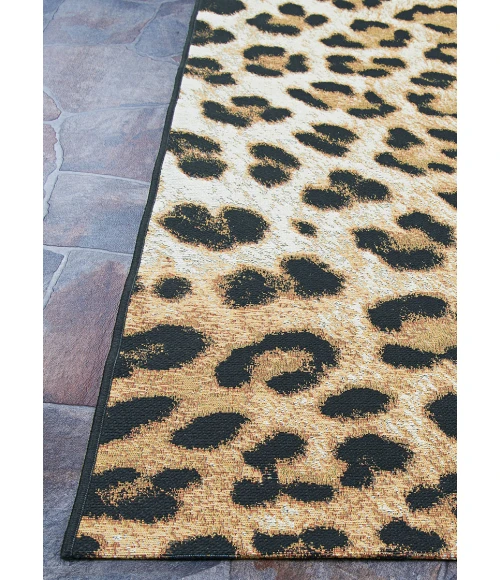 Couristan Dolce Amur Leopard 2' x 4' New Gold Area Rug