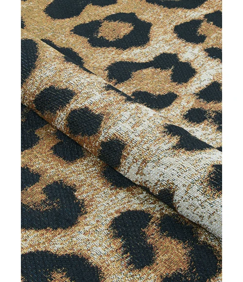 Couristan Dolce Amur Leopard 2' x 4' New Gold Area Rug