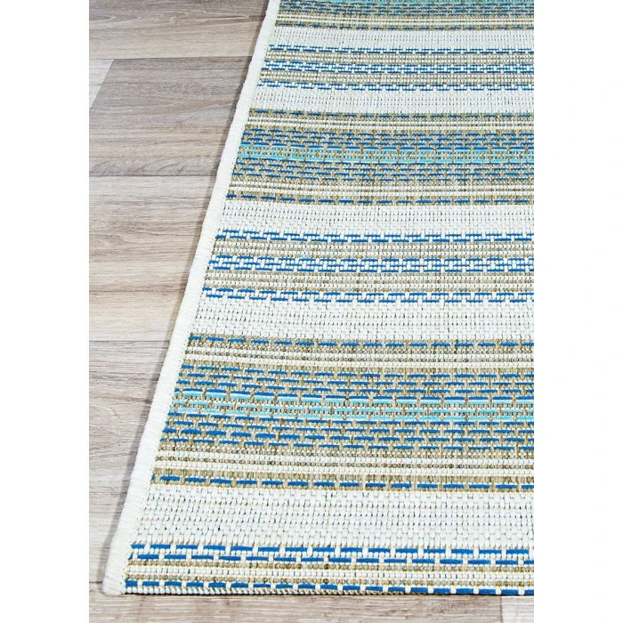 Couristan Monaco Marbella 8' Runner Ivory/Sand/Azure Area Rug