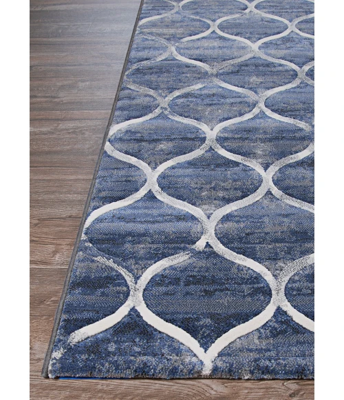 Couristan Easton Ogee 8' Runner Dusk Blue Area Rug