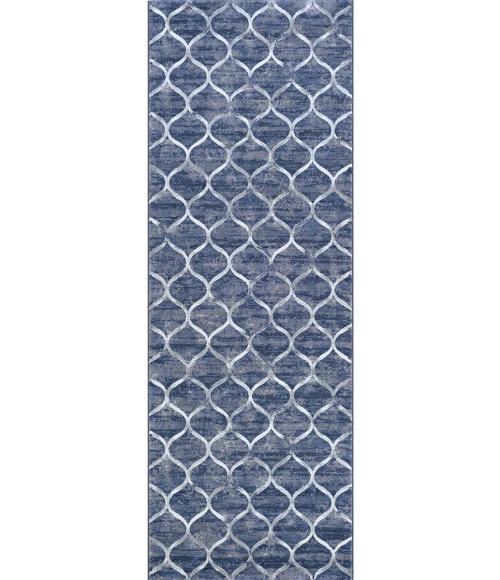 Couristan Easton Ogee 8' Runner Dusk Blue Area Rug