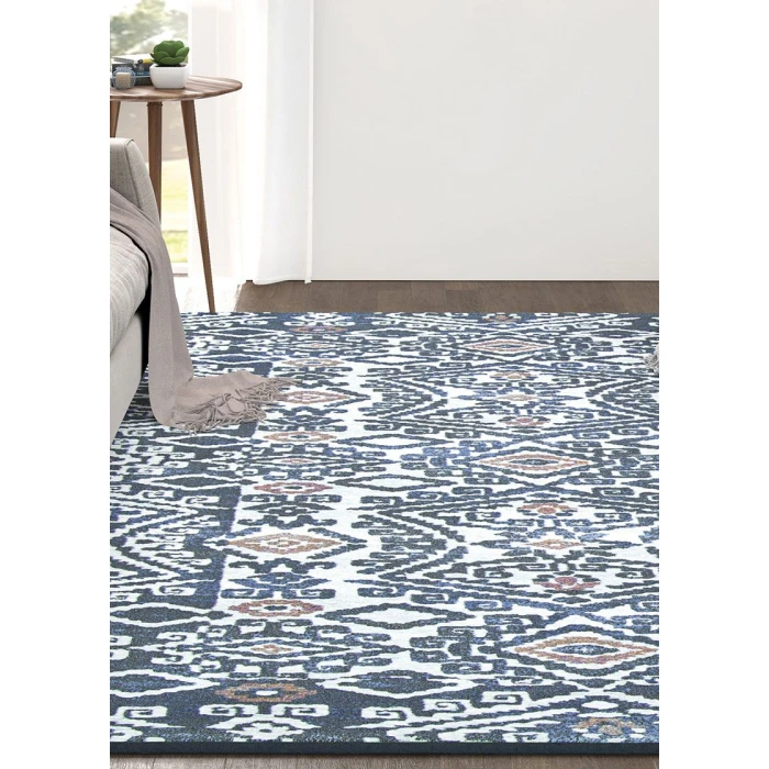 Couristan Everest Bohemia 5' x 8' Denim Ivory Area Rug