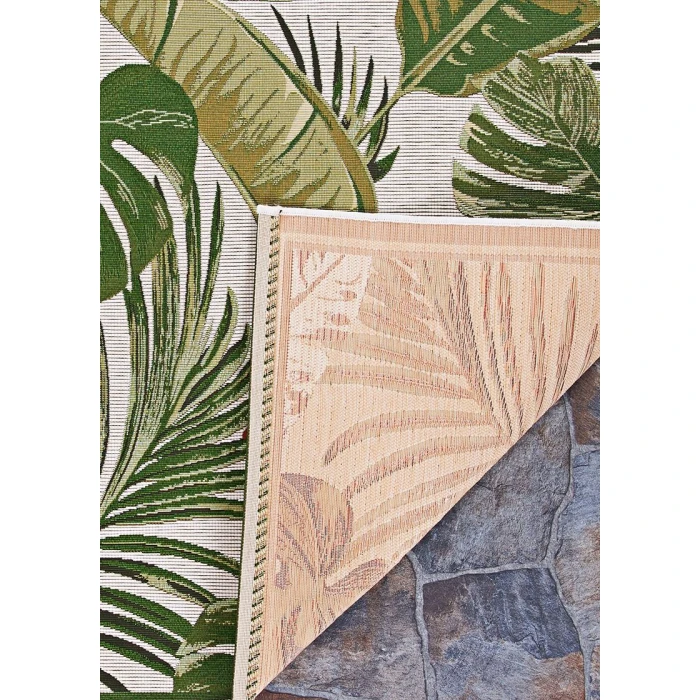 Couristan Dolce Flowering Fern 4' x 6' Ivory/Hunter Green Area Rug