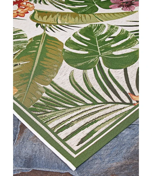 Couristan Dolce Flowering Fern 4' x 6' Ivory/Hunter Green Area Rug