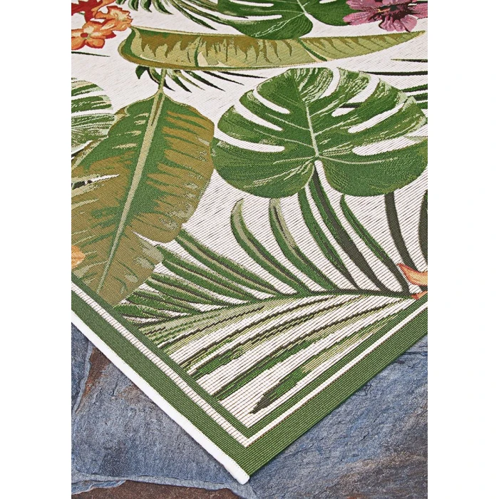 Couristan Dolce Flowering Fern 4' x 6' Ivory/Hunter Green Area Rug