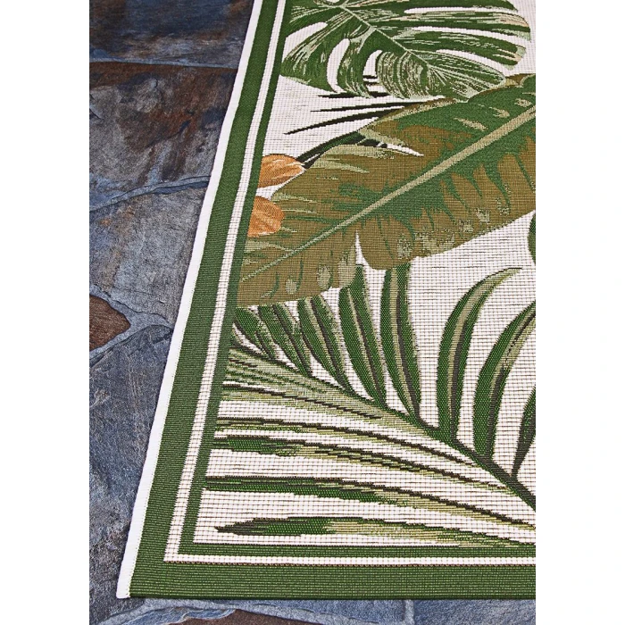 Couristan Dolce Flowering Fern 4' x 6' Ivory/Hunter Green Area Rug