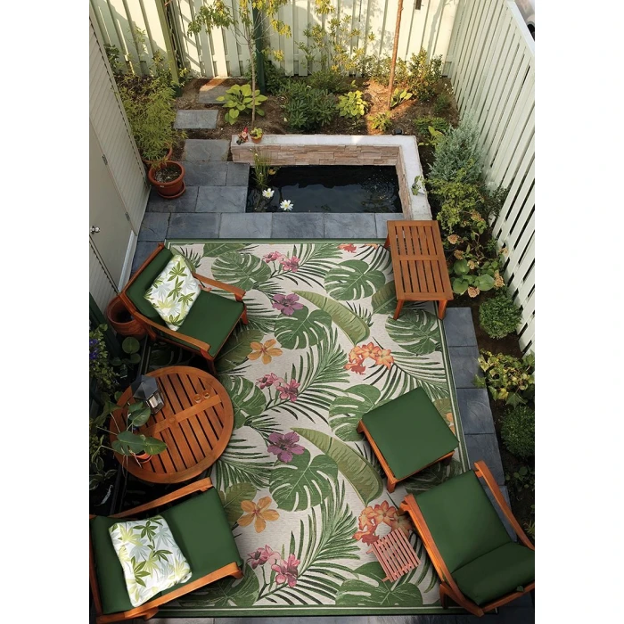Couristan Dolce Flowering Fern 4' x 6' Ivory/Hunter Green Area Rug