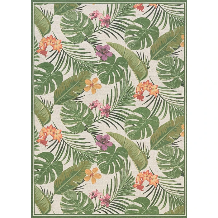 Couristan Dolce Flowering Fern 4' x 6' Ivory/Hunter Green Area Rug