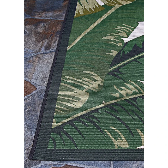 Couristan Dolce Palm Lily 5' x 8' Huntr Green/Ivory Area Rug