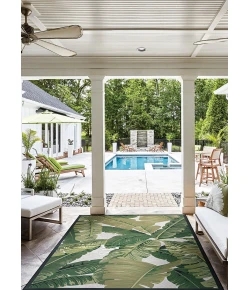Couristan Dolce Palm Lily Huntrgreen/Ivory Area Rug 5 ft. 3 in. X 7 ft. 6 in. Rectangle