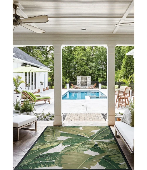 Couristan Dolce Palm Lily 4' x 6' Huntr Green/Ivory Area Rug