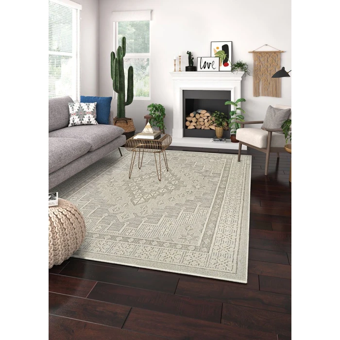 Couristan Liguria Dove Grey LIG1/1001 6 ft. 6 in. X 9 ft. 6 in. Rectangle Rug