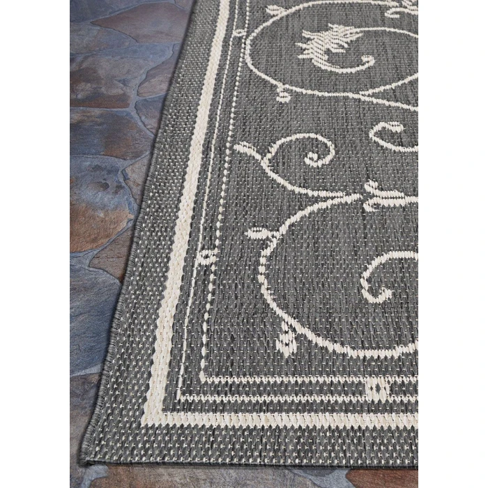 Couristan RECIFE CHAMPAGNE/GREY R583_3312 7ft.6in. x 7ft.6in. Round Rug
