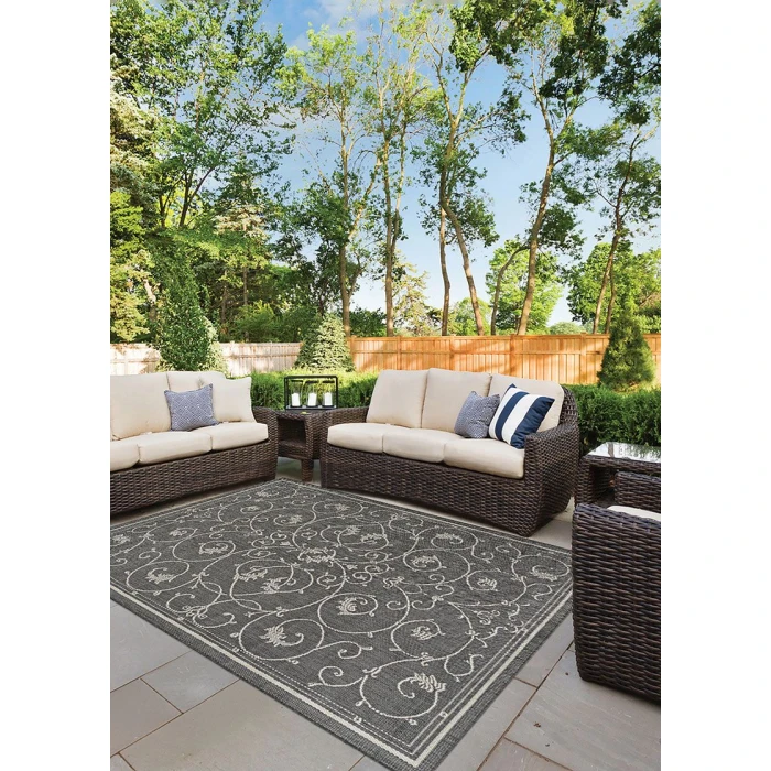 Couristan RECIFE CHAMPAGNE/GREY R583_3312 7ft.6in. x 7ft.6in. Round Rug