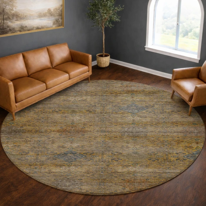 Dalyn Aristo Gold AR1 8ft. x 8ft. Round Rug