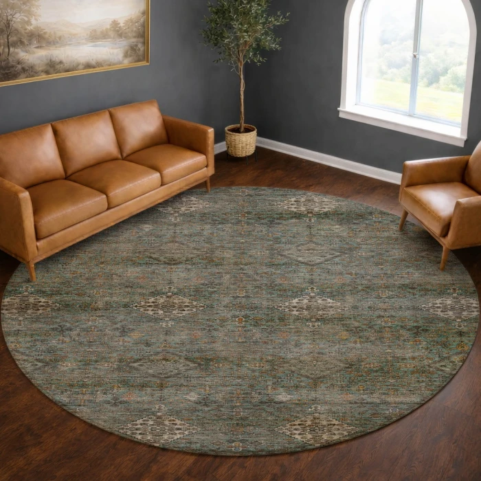 Dalyn Aristo Teal AR1 8ft. x 8ft. Round Rug