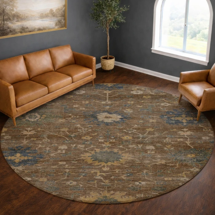 Dalyn Aristo Brown AR2 8ft. x 8ft. Round Rug