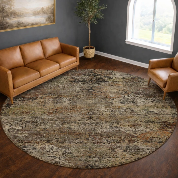 Dalyn Aristo Brown AR4 8ft. x 8ft. Round Rug