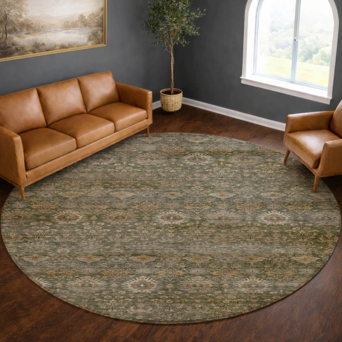 Dalyn Aristo Green AR9 8ft. x 8ft. Round Rug