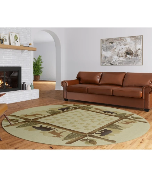 Dalyn Indoor/Outdoor Excursion EX2 Beige Washable 8' x 8' Round Rug