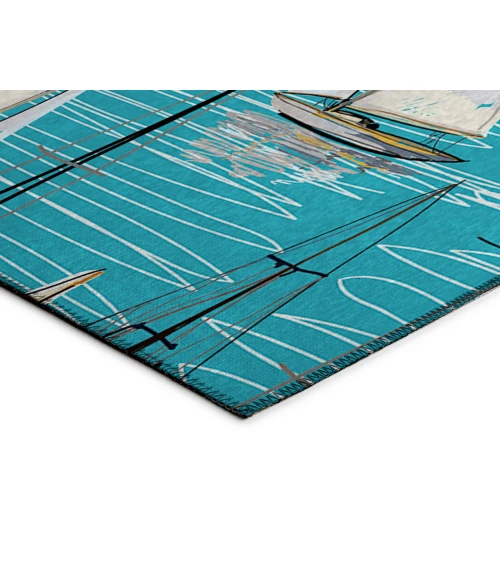 Dalyn Indoor/Outdoor Harbor HA8 Teal Washable 2'6" x 3'10" Rug