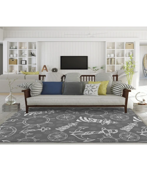 Dalyn Indoor/Outdoor Harbor HA9 Grey Washable 2'6" x 3'10" Rug