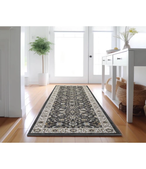 Dalyn Luxury Washable Hatay HY1 Black 2'3" x 7'6" Runner Rug